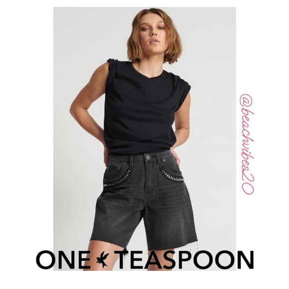 【ONE TEASPOON】BEASTIE LOW WAIST WIDE LEG DENIM SHORT